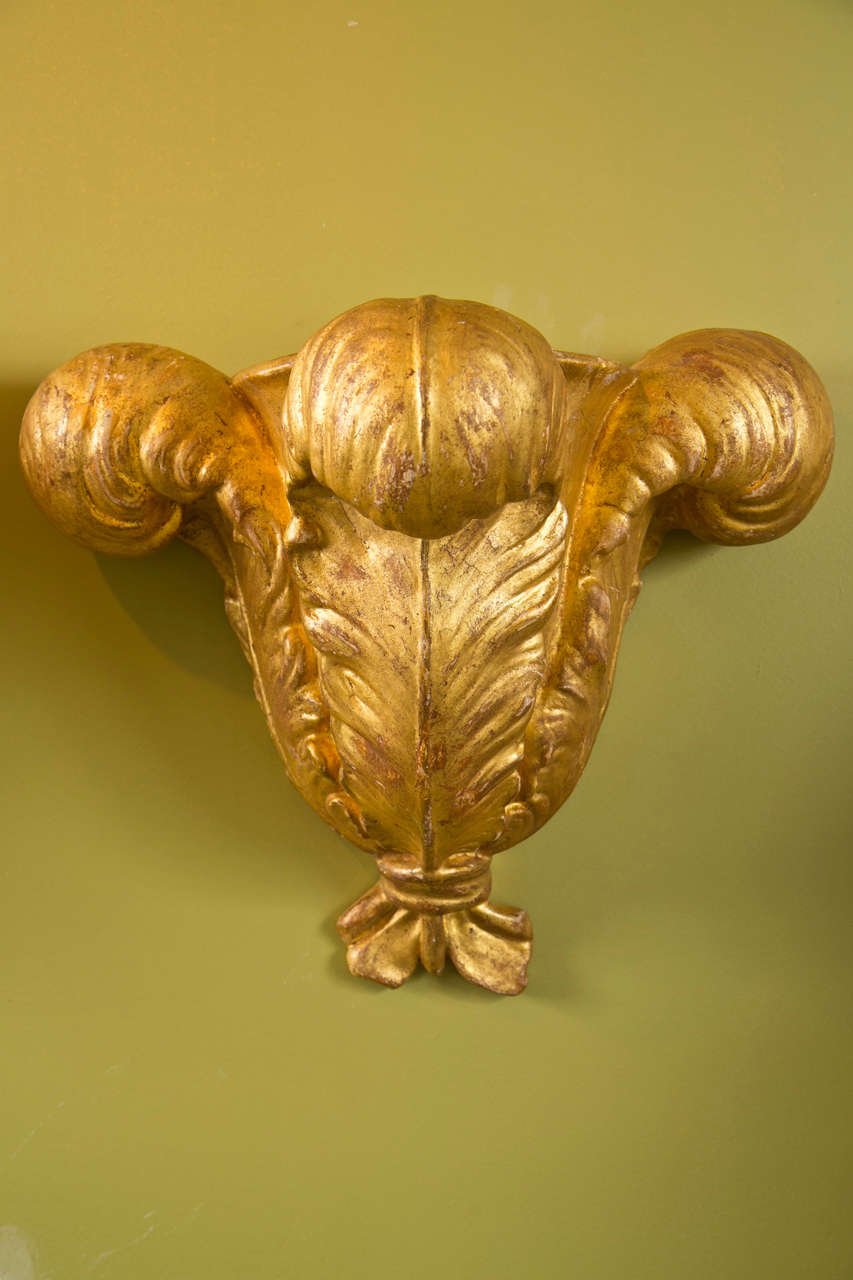 Pair of Jansen Gilded Plaster Wall Sconces