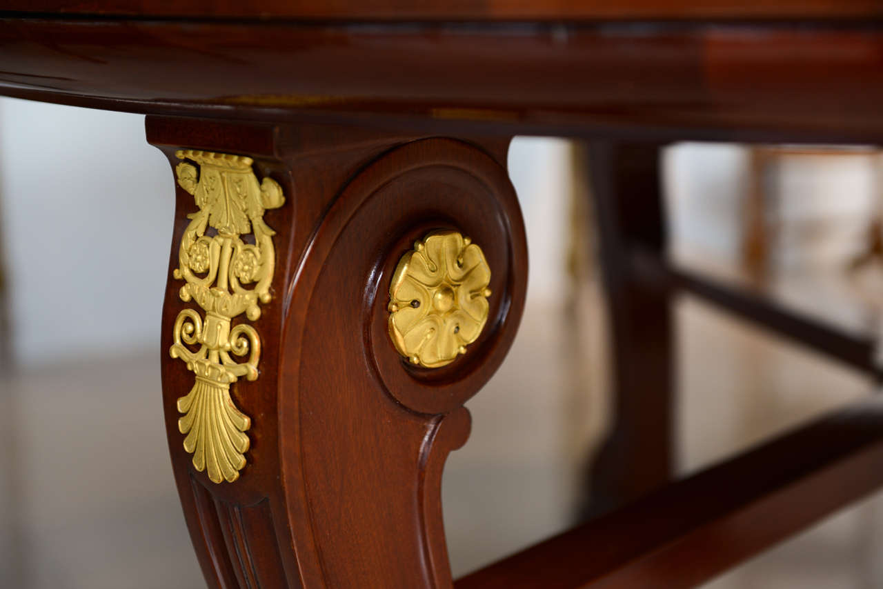 19th Century Very Fine French Empire Mahogany and Ormolu Mounted Rent Table, Potheau For Sale