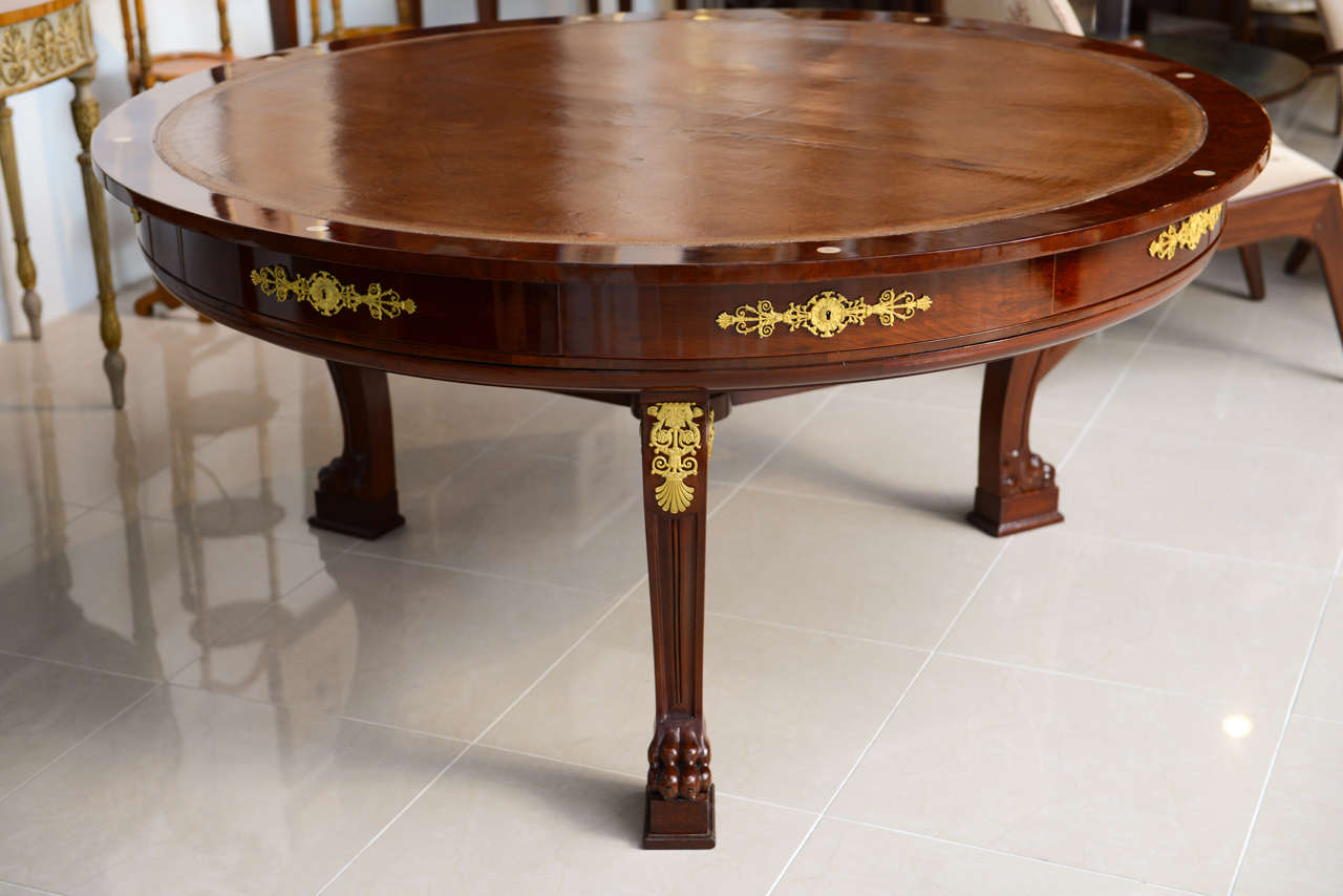 Very Fine French Empire Mahogany and Ormolu Mounted Rent Table, Potheau For Sale 3
