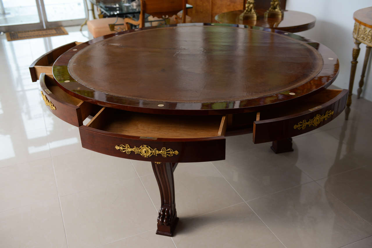 Very Fine French Empire Mahogany and Ormolu Mounted Rent Table, Potheau For Sale 5