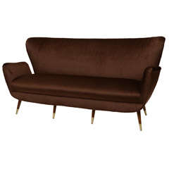 Vintage Luxurious Italian Mid-Century Wing Back Sofa