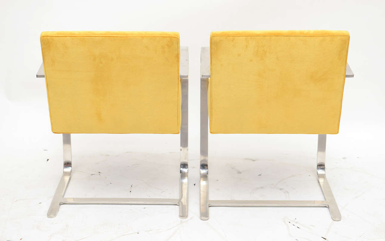 Mohair Pair of Ludwig Mies van der Rohe Brno Chairs for Knoll