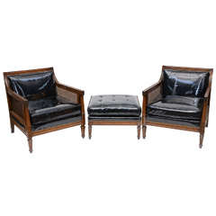 Hollywood Regency Armchairs, Ottoman