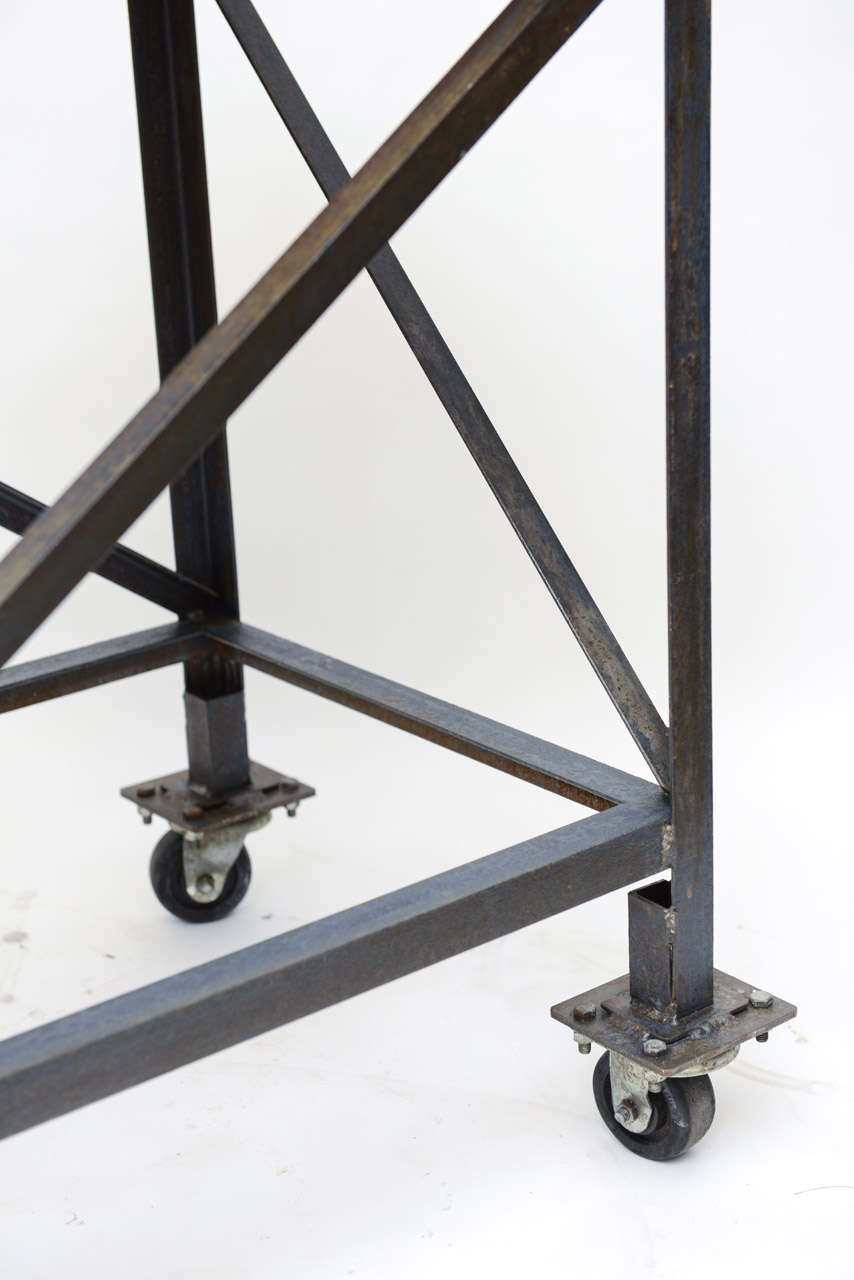 Pair of Vintage Industrial Work Tables on Casters 3