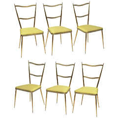 Six (6) Brass Mid-Century French Dining Chairs
