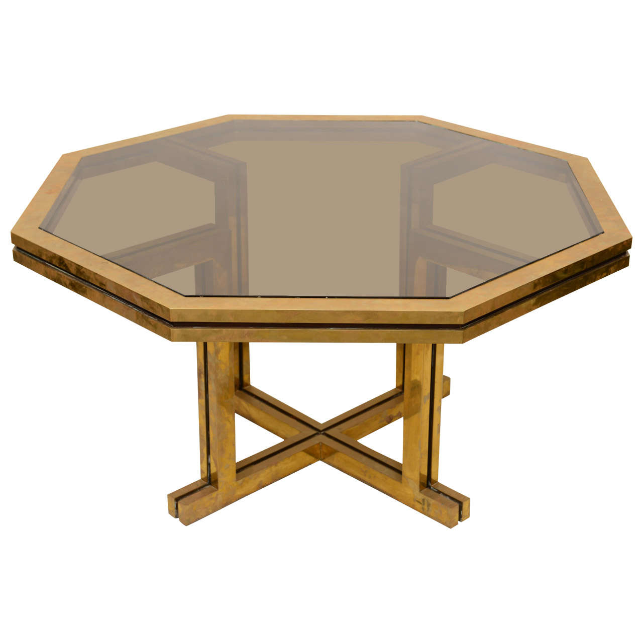 Maison Jansen Octagonal Brass Table at 1stdibs