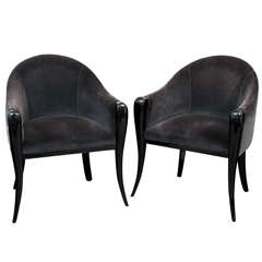 Pair of Roberto Ventura Velvet Arm Chairs