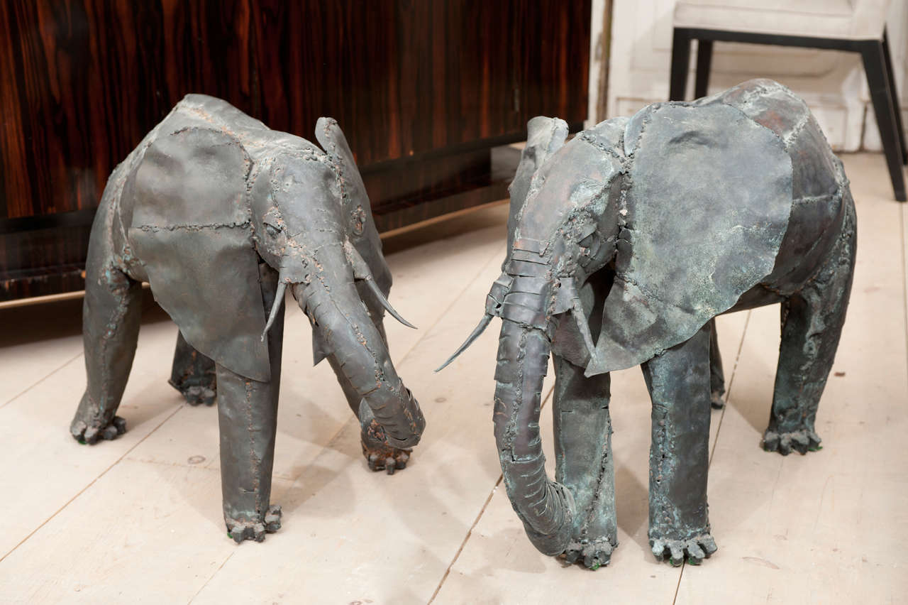 Pair of American Copper Elephants