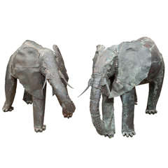 Pair of American Copper Elephants