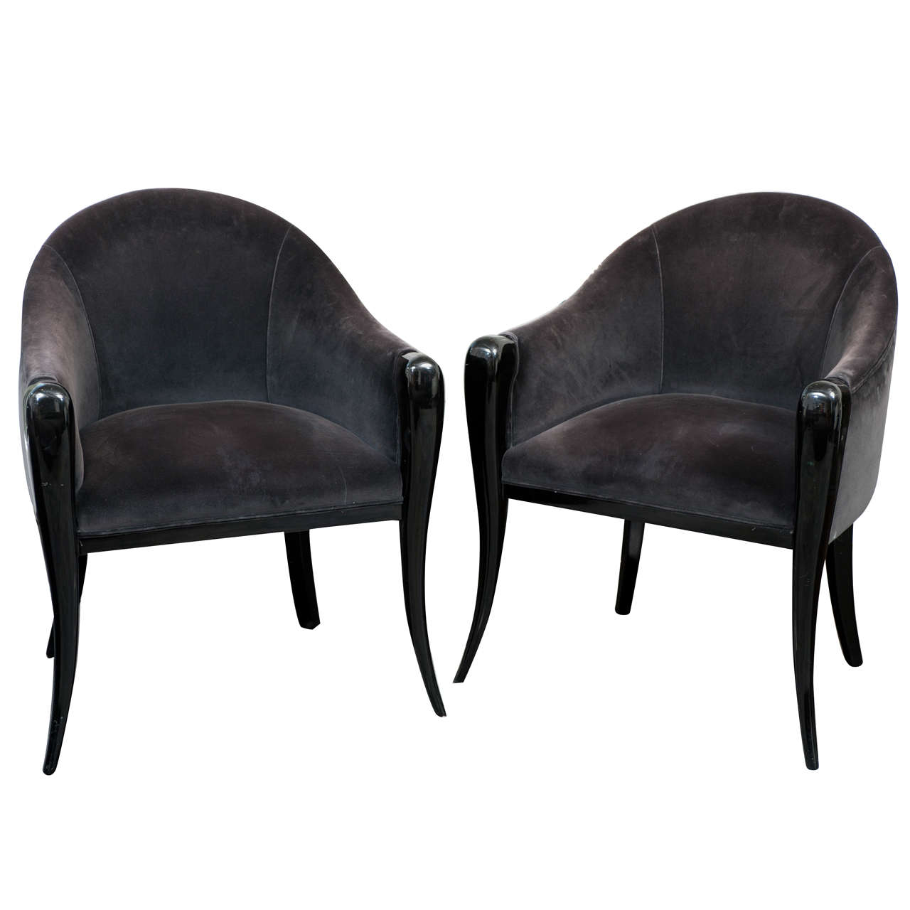 Pair of Roberto Ventura Velvet Arm Chairs For Sale at 1stDibs