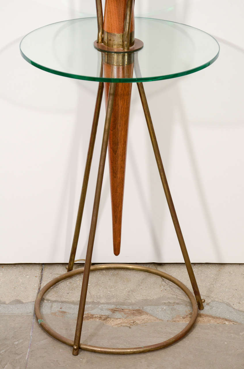 Mid-Century Modern Gerald Thurston Brass and Teak Floor Lamp