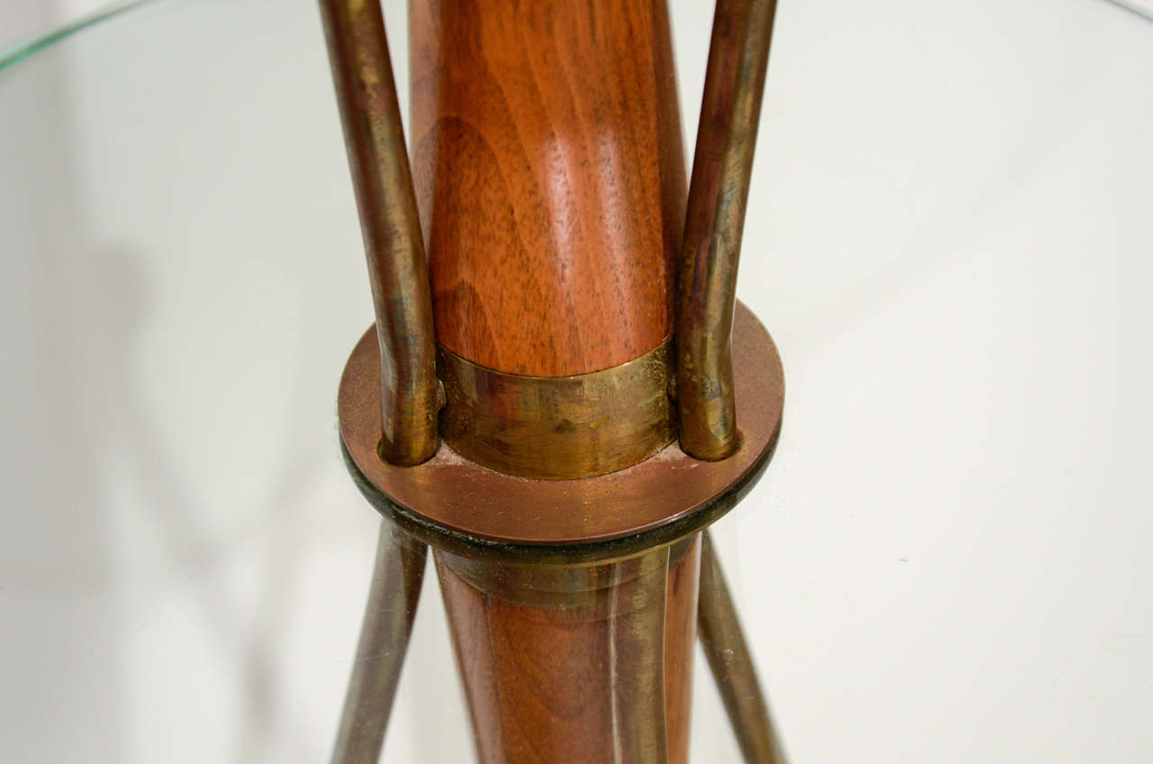 Mid-20th Century Gerald Thurston Brass and Teak Floor Lamp