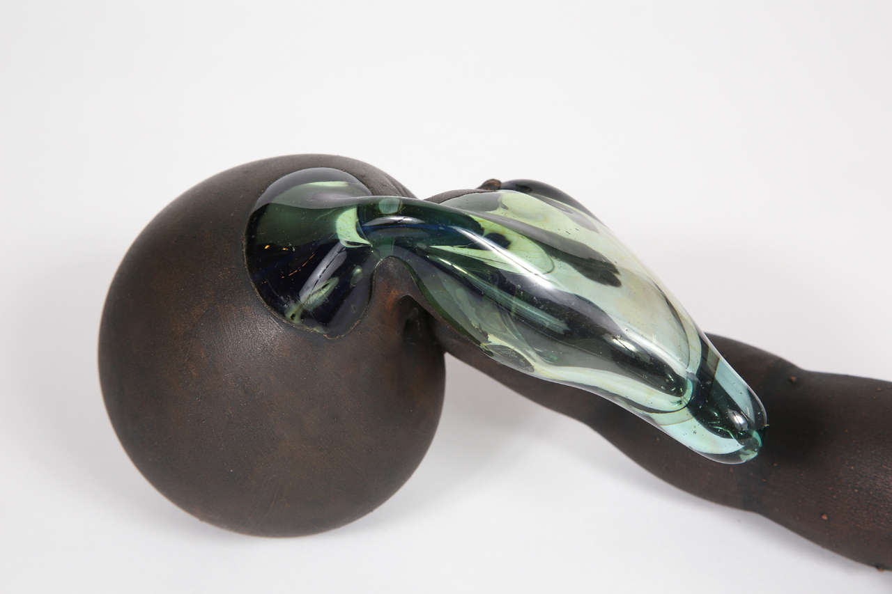 Marvin Lipofsky Glass Form in copper plated fumed blown glass