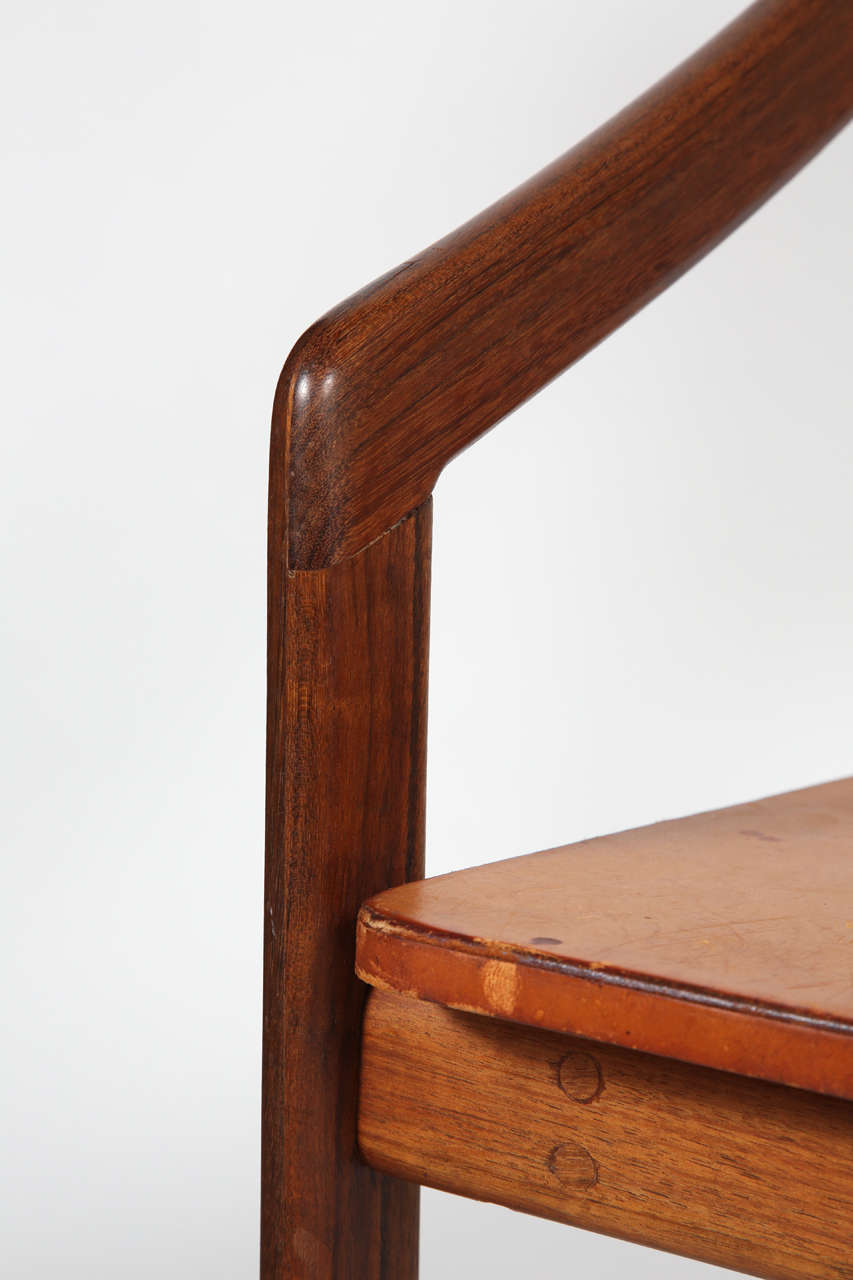 Gerarld McCabe set of six 2503 dining chairs for Erin Furniture in  Shedua and leather