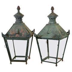 Antique Pair French Copper Lanterns