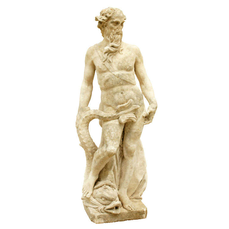 Cast Stone Statue of Neptune For Sale