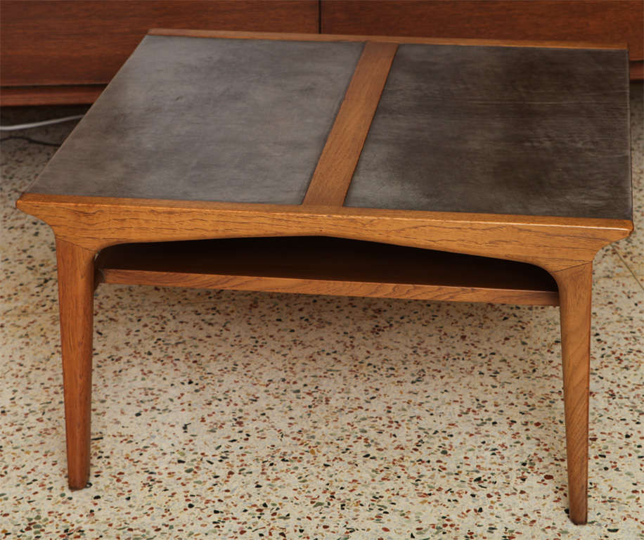 Mid-20th Century Gorgeous John Van Koert Leather Top Table for Drexel