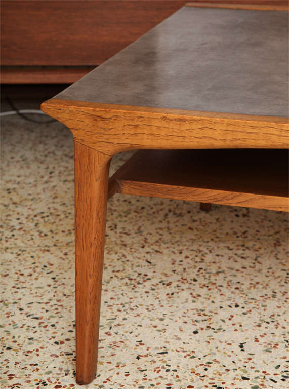 Gorgeous John Van Koert Leather Top Table for Drexel 1