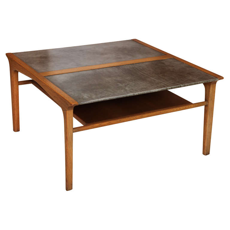 Gorgeous John Van Koert Leather Top Table for Drexel