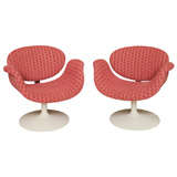 Pair Early Pierre Paulin Little Tulip Chairs in Polka Dots
