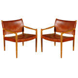 Pair of 1960's Leather Chairs from Belgium