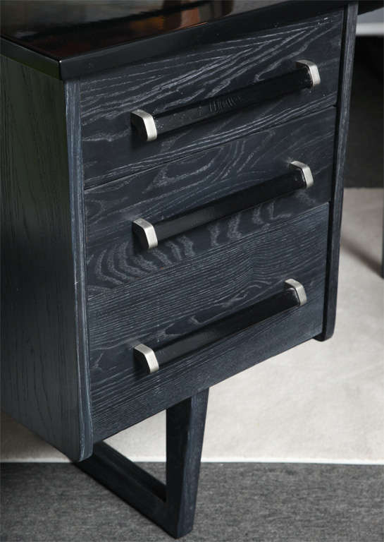 American Beautiful 60's Black Lacquered and Ceruse Small Desk