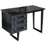 Beautiful 60's Black Lacquered and Ceruse Small Desk