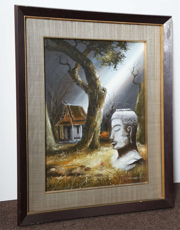 soothing 60'S Vision of Bali temple and buddha... very decorative and relaxing painting...dreamscape