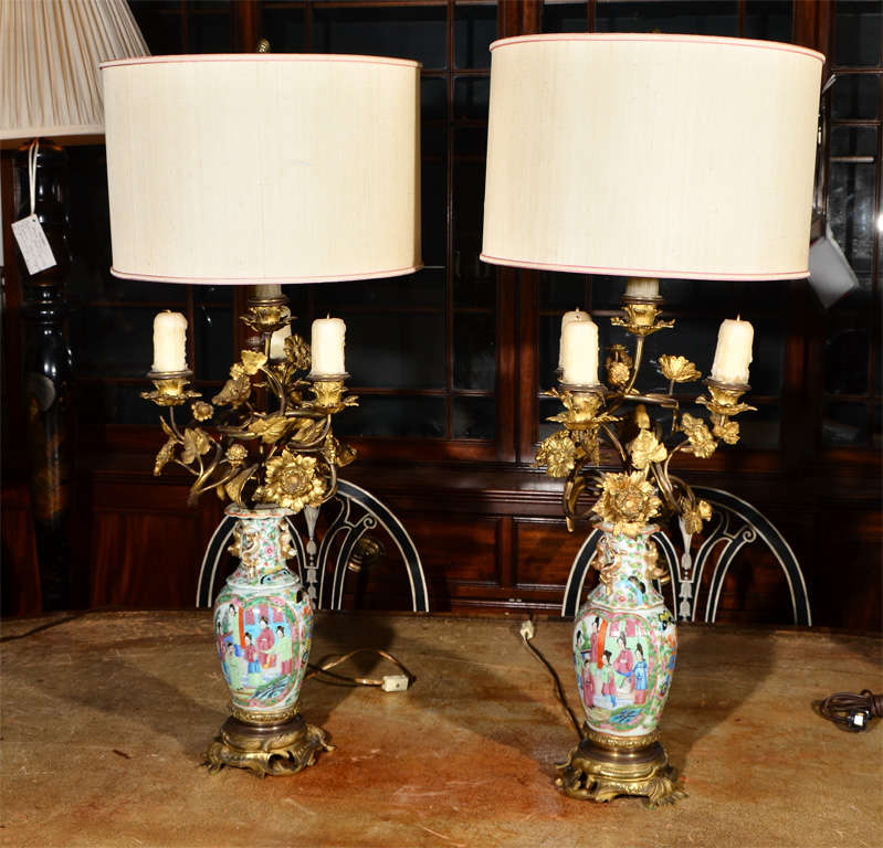 Pair of Rose Mandarin Lamps
