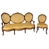 Louis XV Style Settee and Side Chair