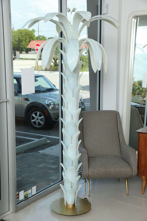 Italian Rare Murano Glass Palm Tree Standing Lamps