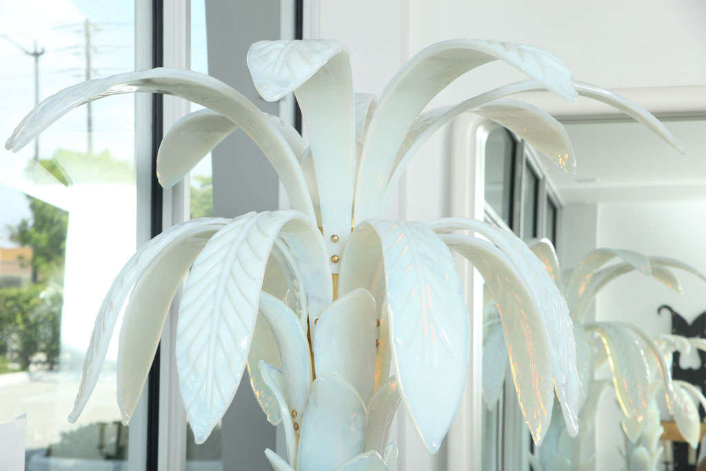 20th Century Rare Murano Glass Palm Tree Standing Lamps