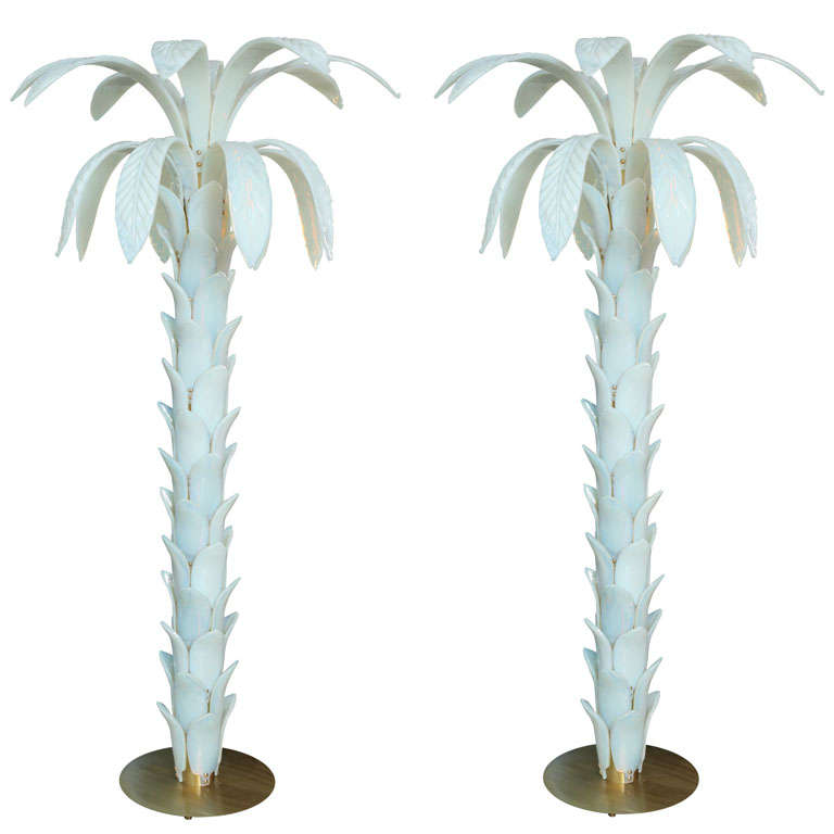 Rare Murano Glass Palm Tree Standing Lamps