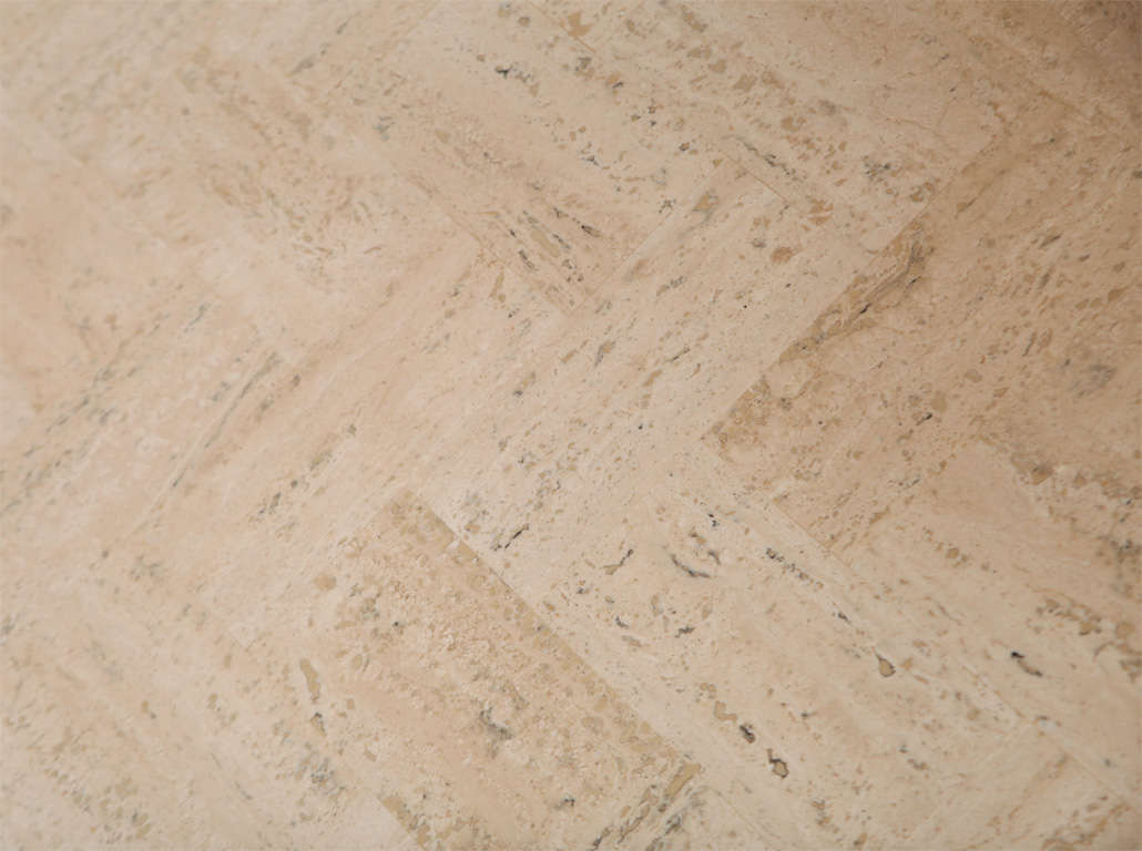 Ello Buffet in Polished Steel and Herringbone Travertine 2