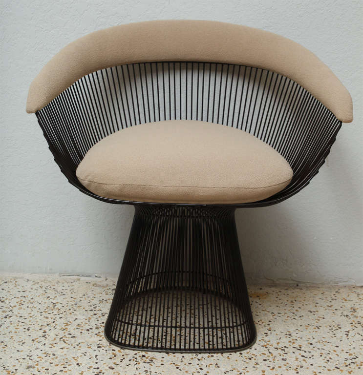 Set of Six Bronze Wire Dining/Lounge Chairs by Warren Platner at