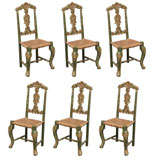 Set of 6 Spanish 18th C Painted Side Chairs