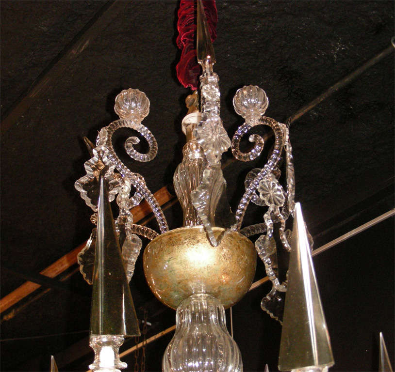 20th Century Large 1910-1920 Belgian Chandelier by Val St. Lambert For Sale