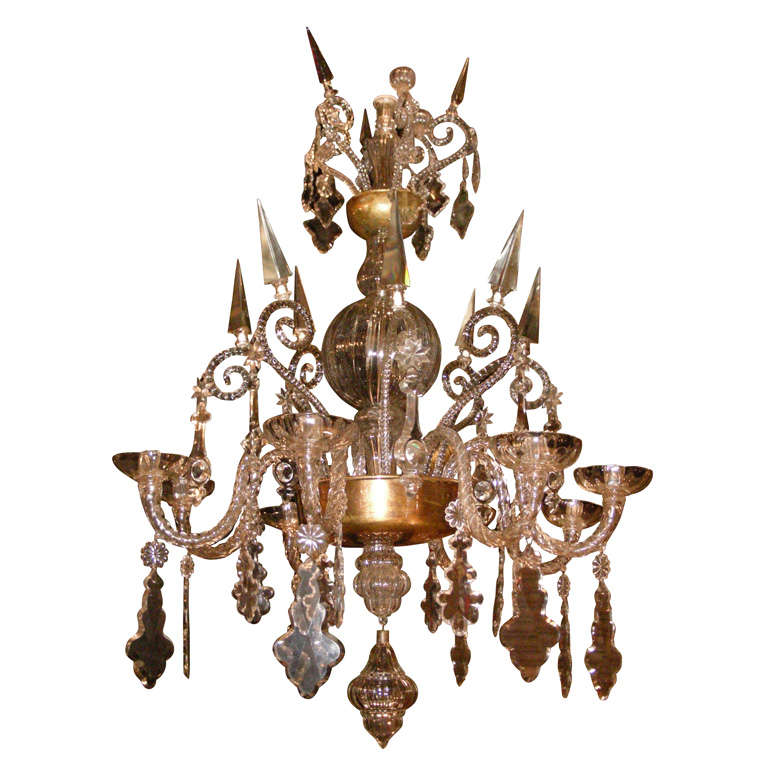 Large 1910-1920 Belgian Chandelier by Val St. Lambert For Sale