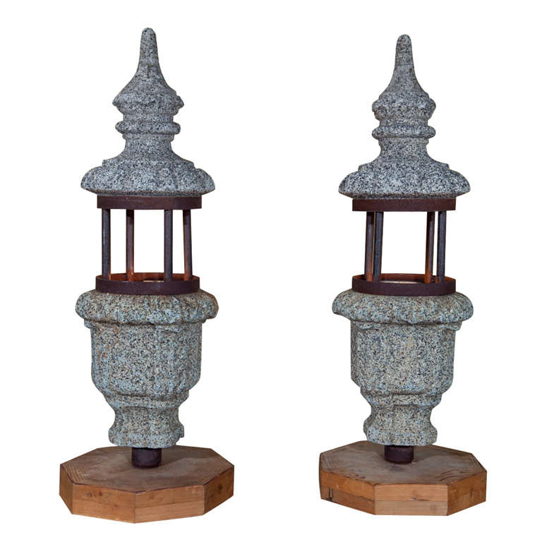 Pair of Antique Stone Lanterns