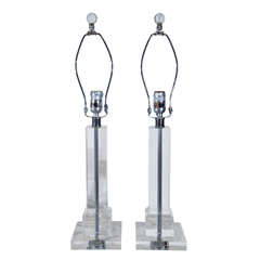 Pair of Modern Crystal Lamps