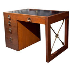 Fruitwood Leather Top Desk Attributed to Tommi Parzinger