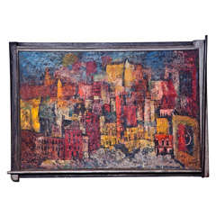 Mel Silverman Cityscape in Original Frame