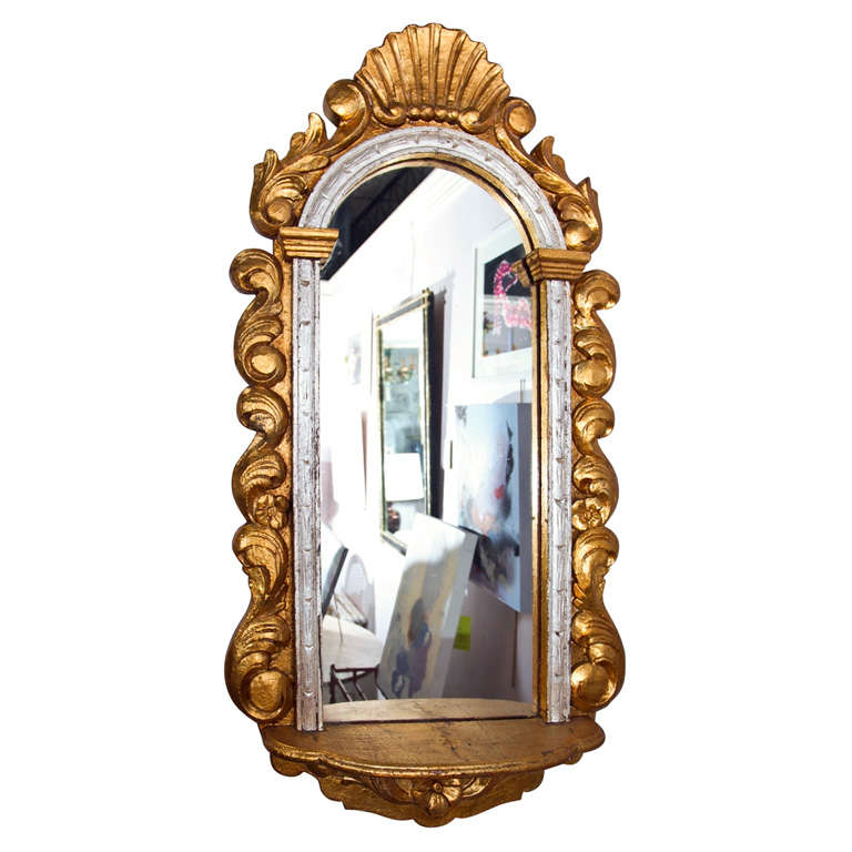 Gilt Italian Baroque Carved Wood Mirror