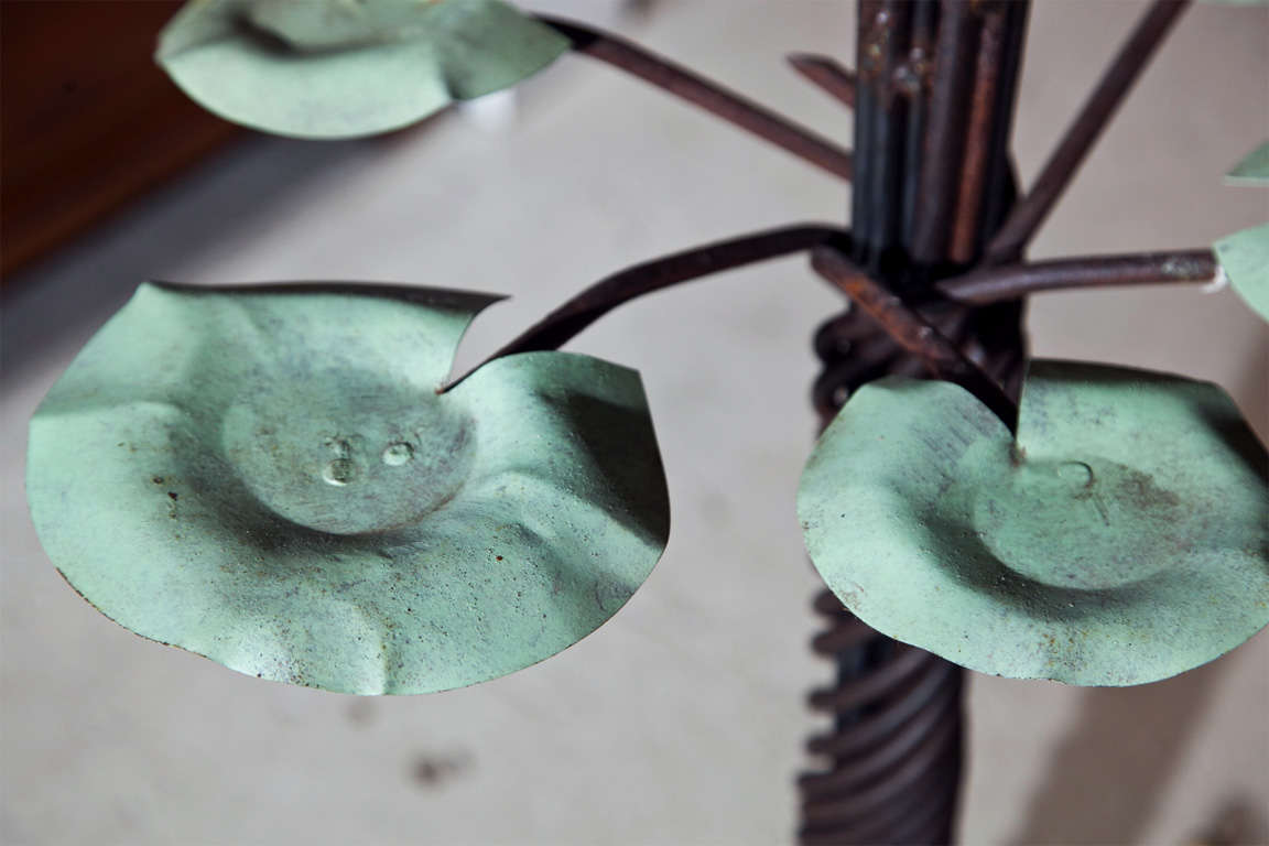 Mid-20th Century Wrought Iron Lily Pad Garden Sculpture