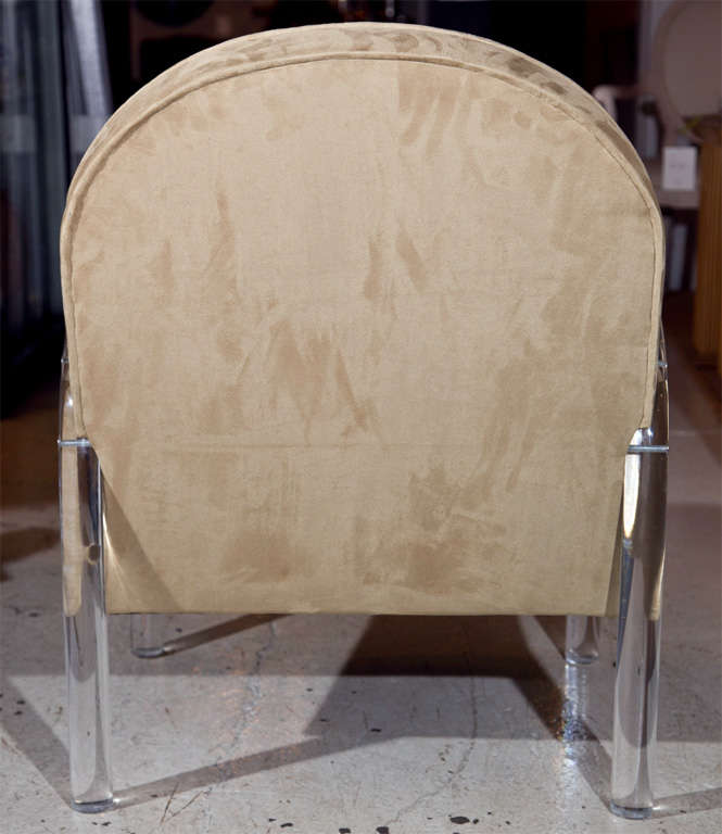 Pair of Suede Chairs w. Lucite Legs/Arms 2