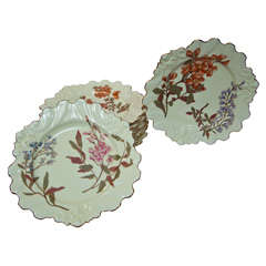 Antique Rare Complete Set of Worcester Double Floral Plates (12)