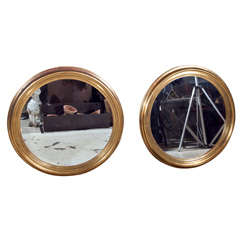 Vintage Pair of Round Gilt Italian Mirrors
