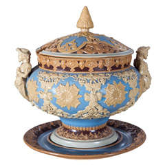 Monumental Stoneware Villeroy & Boch Mettlach Punch Bowl Tureen