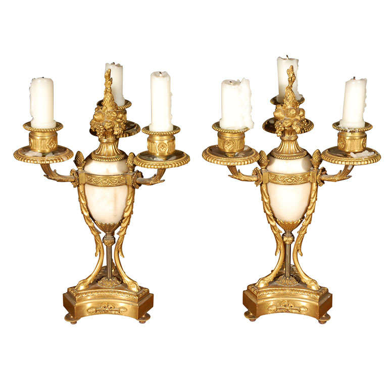 Pair of Large French Rococo Style Italian Pillar Candlesticks For Sale ...