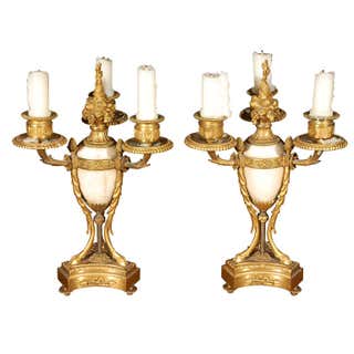 Pair of Large French Rococo Style Italian Pillar Candlesticks For Sale ...